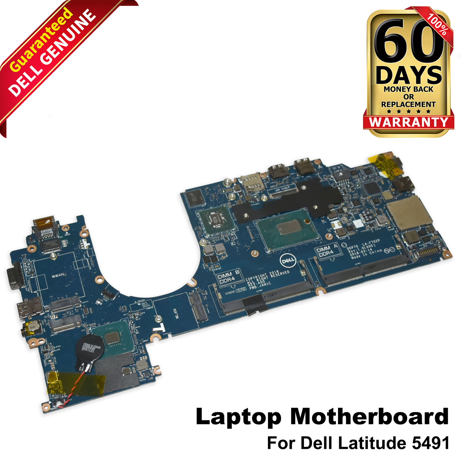 Dell Latitude 5491 Core i5-8400H Quad-Core DDR4 Motherboard LA-F702P HP51G