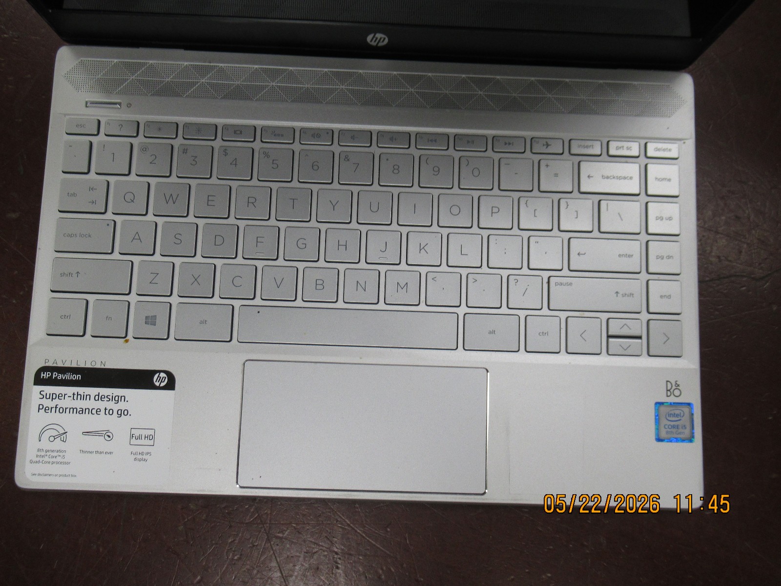 HP Pavilion 13an0xxx 13.3″ i5 8265U 1.60GHZ 8GB 256GB M2SSD Laptop w/AC NO OS##