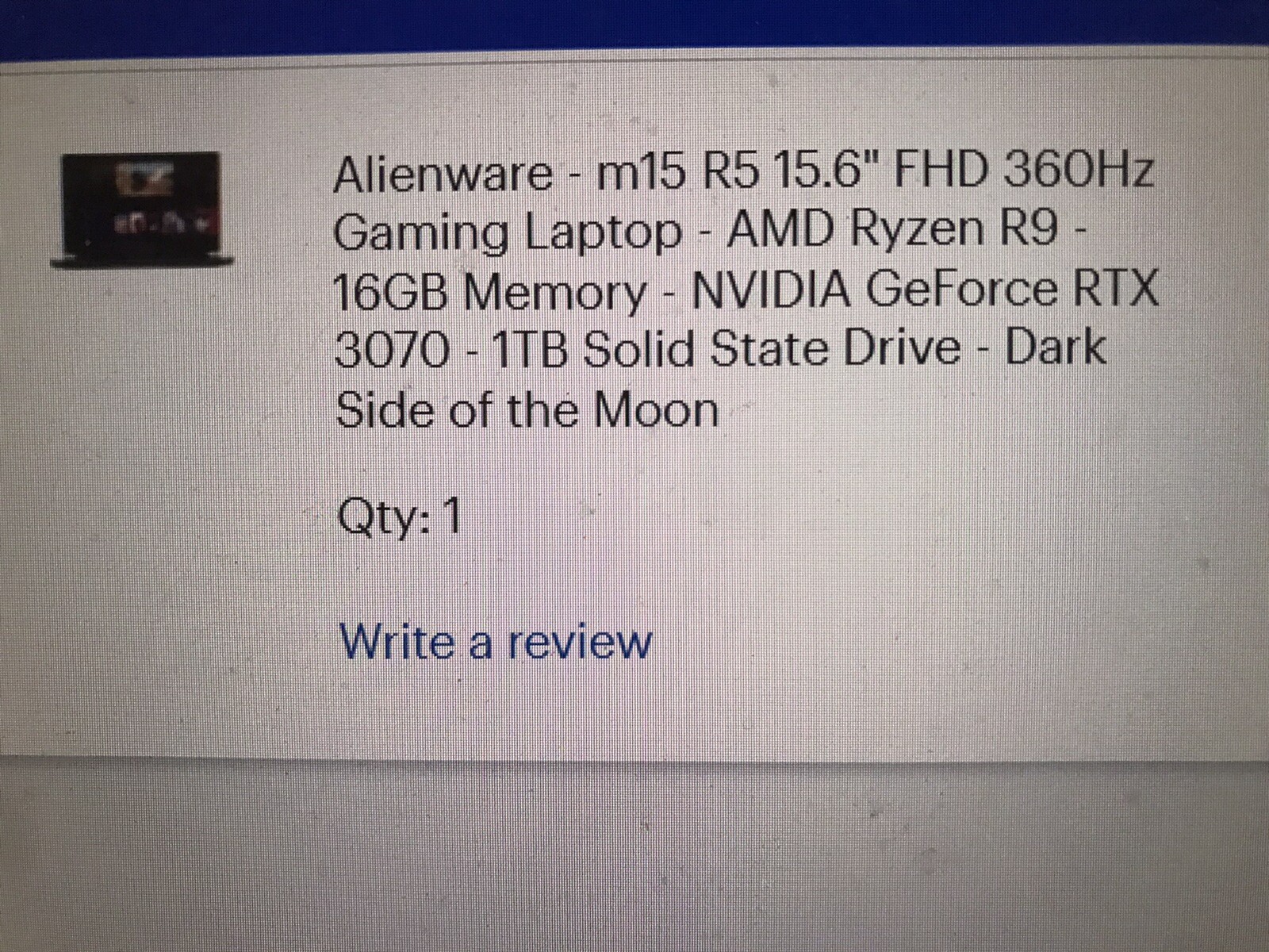 Alienware M15 R5 Laptop 15.6″ Ryzen 9 5900HX 360Hz 3070 GPU Dark Side O The Moon