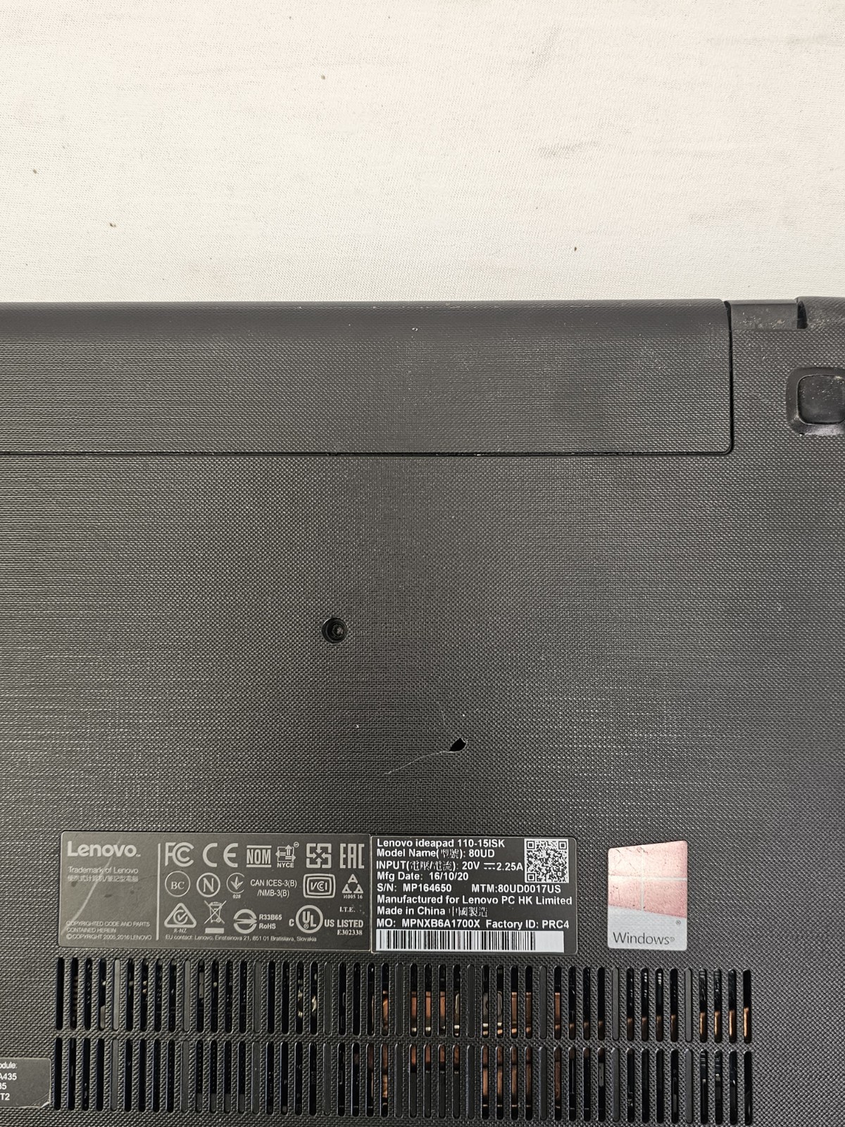 Lenovo IdeaPad 110-15ISK Laptop – WON’T POWER ON – Parts/Repair – Read Desc.