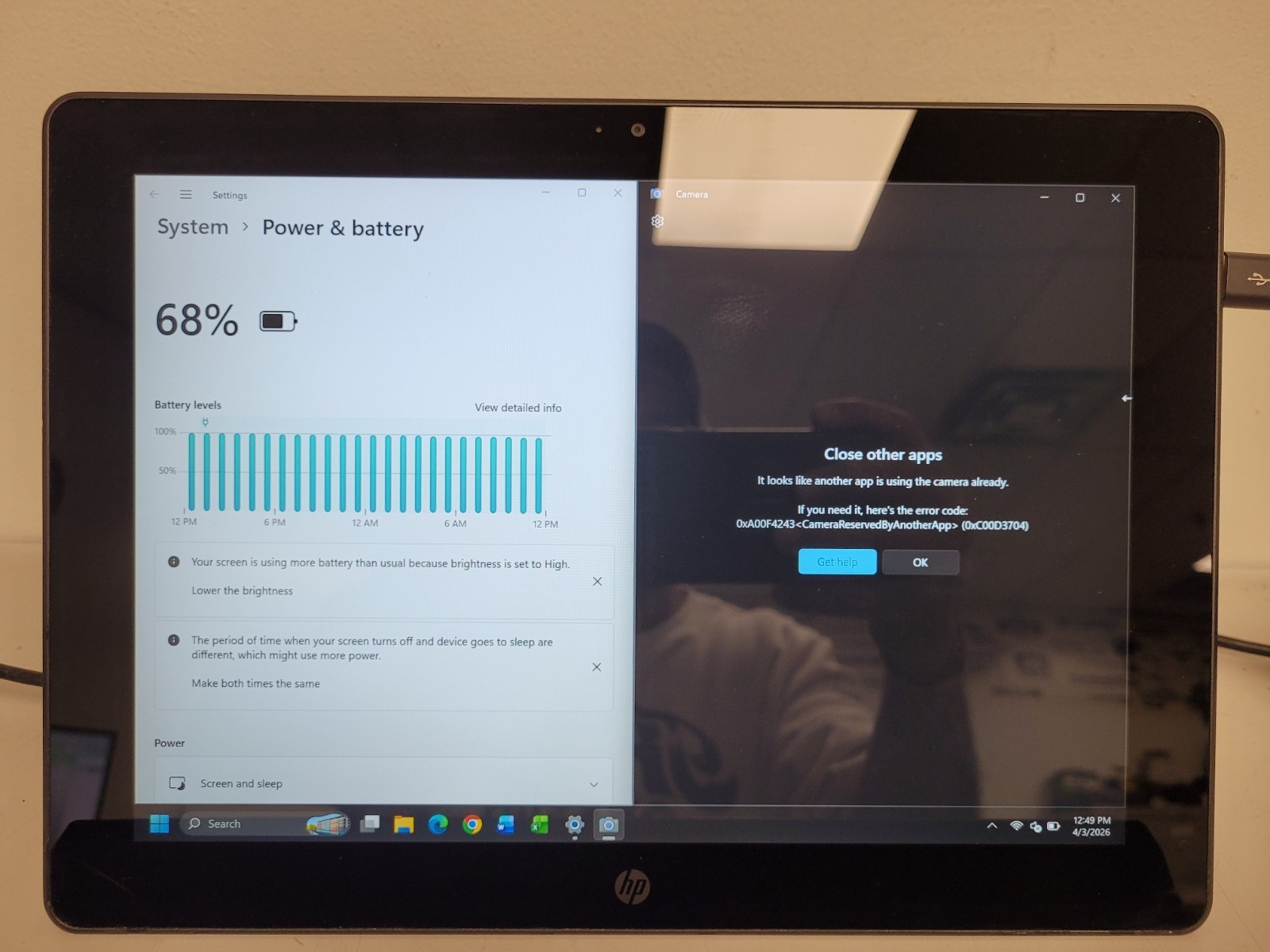 Hp pro x2 612 G2 12″touch i5-7y57 1.2gh 8gb ram no ssd nocharger READ 5CG8171GJF