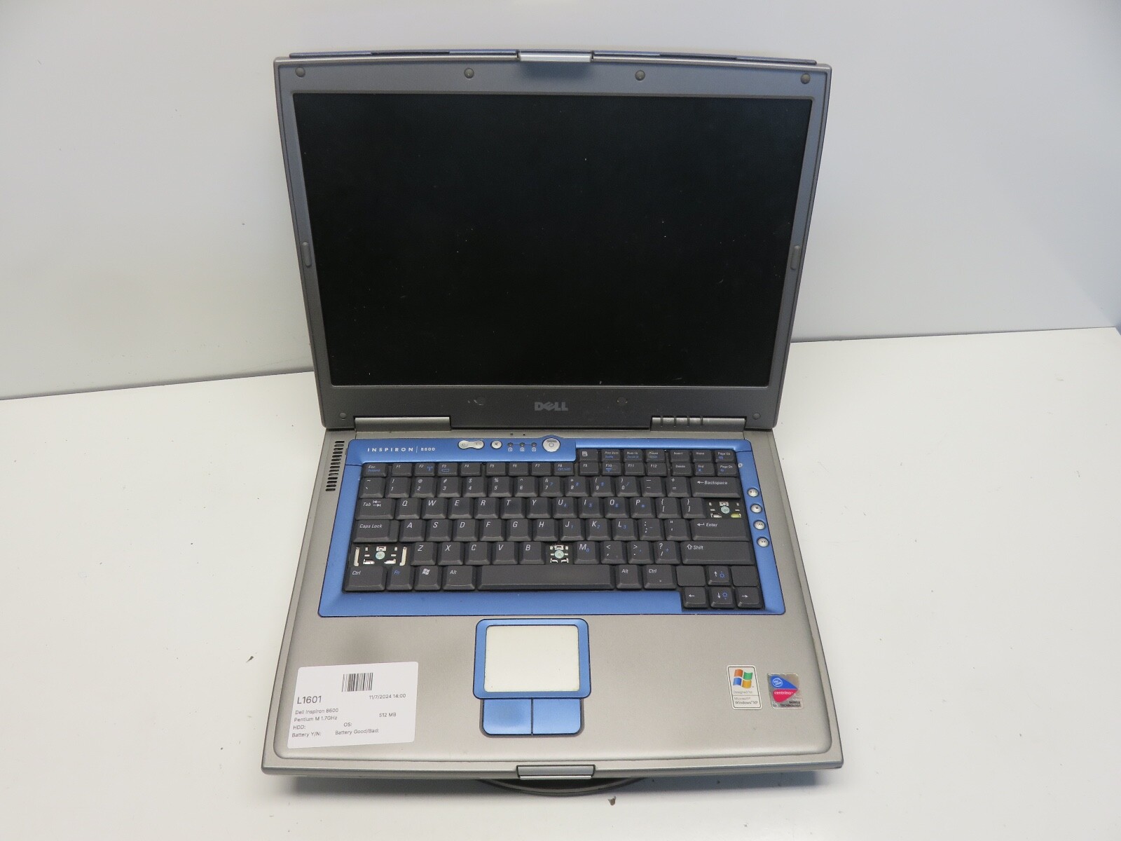 Dell Inspiron 8600 Pentium M 1.7GHz 512 MB NO HDD No Batt