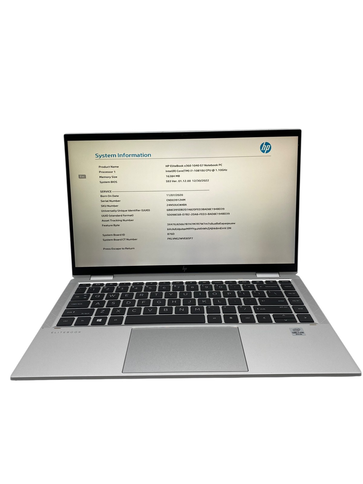 HP EliteBook X360 1040 G7 14″ i7-10810U 1.10GHz 16GB RAM NO SSD – Grade D