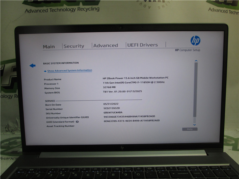 HP ZBook Power Laptop i7-10850H 2.7GHz 32GB RAM 512GB SSD Windows 11 Pro COA