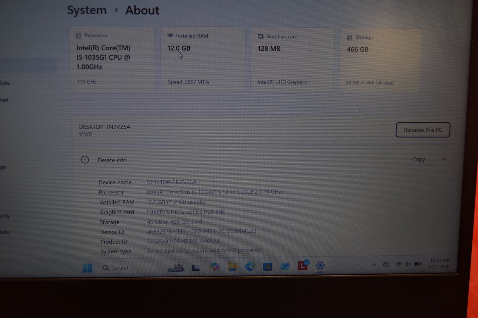 Lenovo IdeaPad 3 14IL05 14″ i5-1035G1 1.0GHz 12GB RAM 512GB SSD
