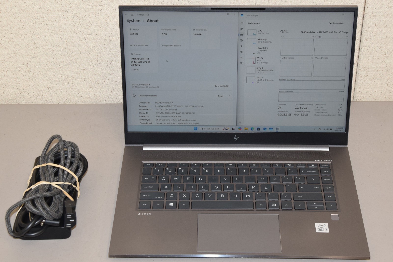 HP ZBook Create G7 15.6″ i7-10750H 6-Core 32GB DDR4 1TB NVMe RTX 2070 Max-Q 8GB