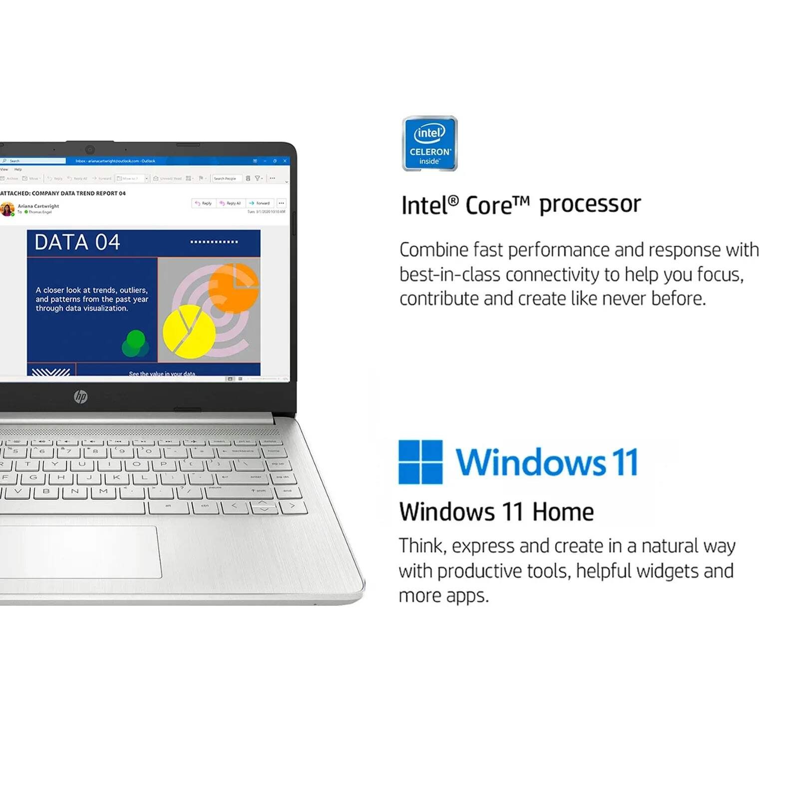 HP 14″ Business Laptop – Intel Celeron N4120, Up to 16GB RAM, 384GB Storage, Off