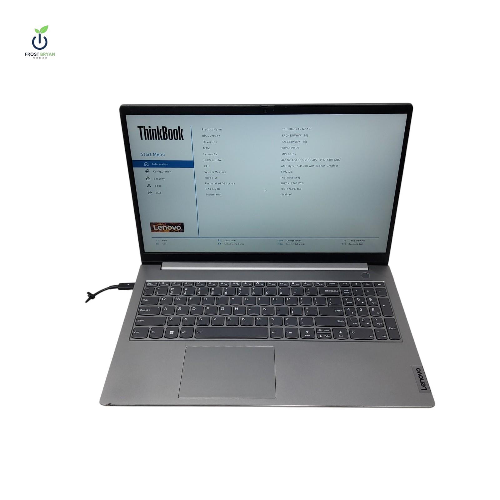 LENOVO THINKBOOK 15 G2 ARE Laptop Ryzen 5 4500U 8 GB No SSD/OS Grade C [READ]