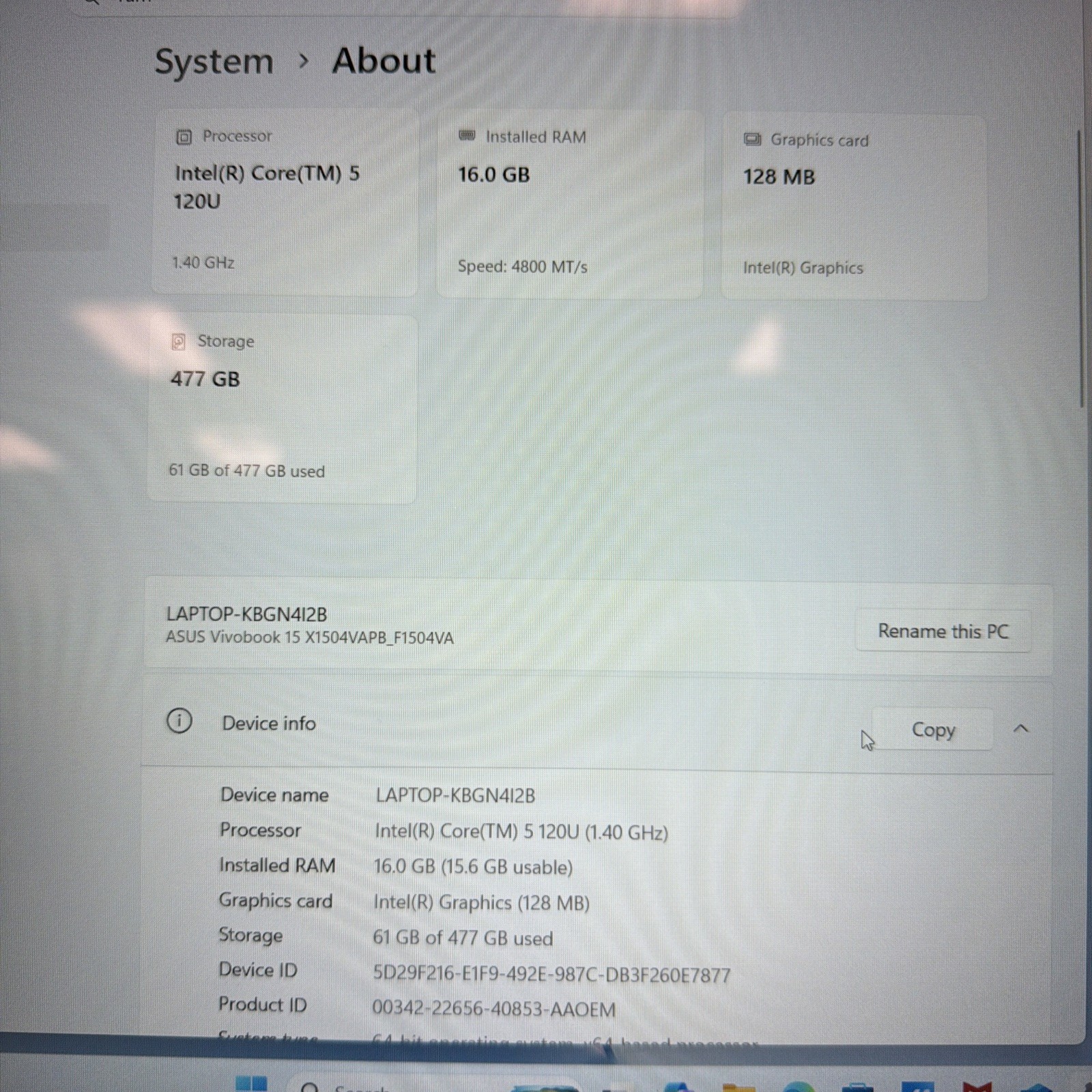 ASUS VivoBook 15 X1504VA Laptop Intel Core 5 120U 16GB RAM 512GB SSD (New) Read