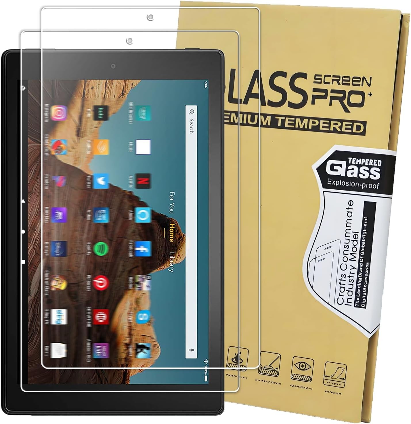 Tempered Glass Screen Protector for Amazon Fire HD 10 Tablet 10.1″ (7th / 9th Ge