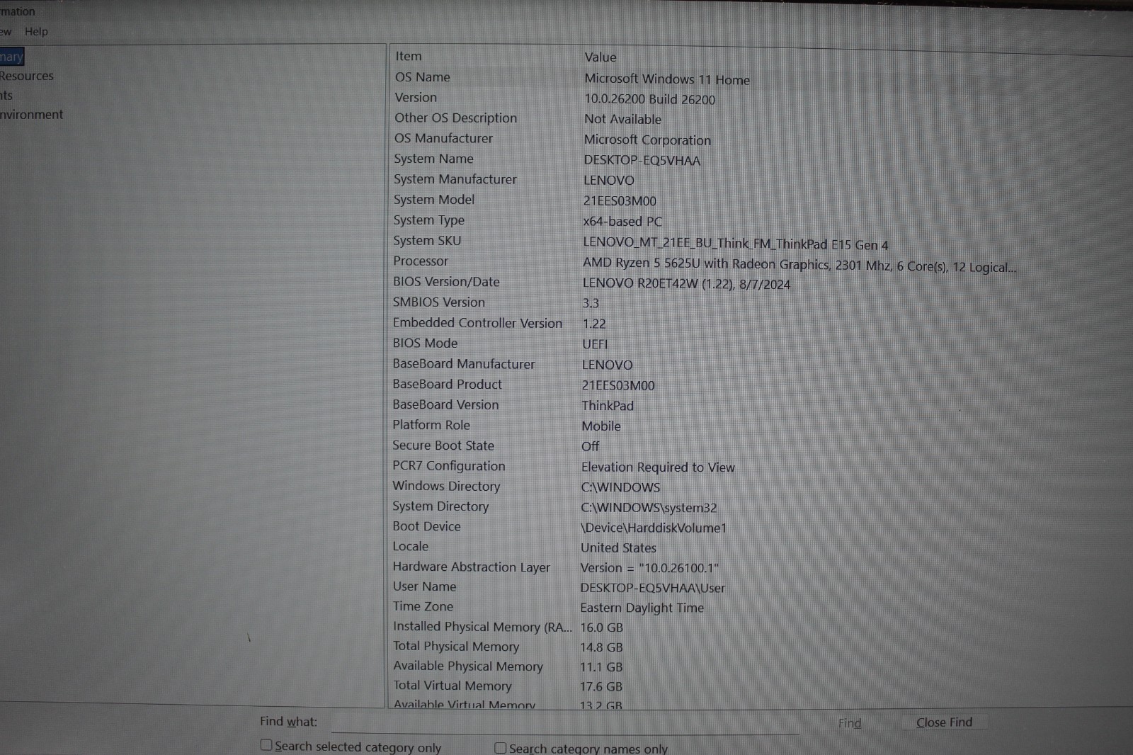 Lenovo Thinkpad E15 G4 AMD Ryzen 5 5625U 256 NvME 16GB DDR4 Win11home * See Desc