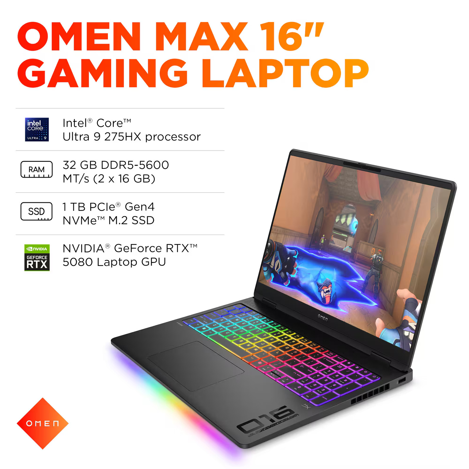 HP OMEN – MAX 16″ 240Hz Gaming Laptop – Intel Core Ultra 9 275HX 2025 – 32GB …