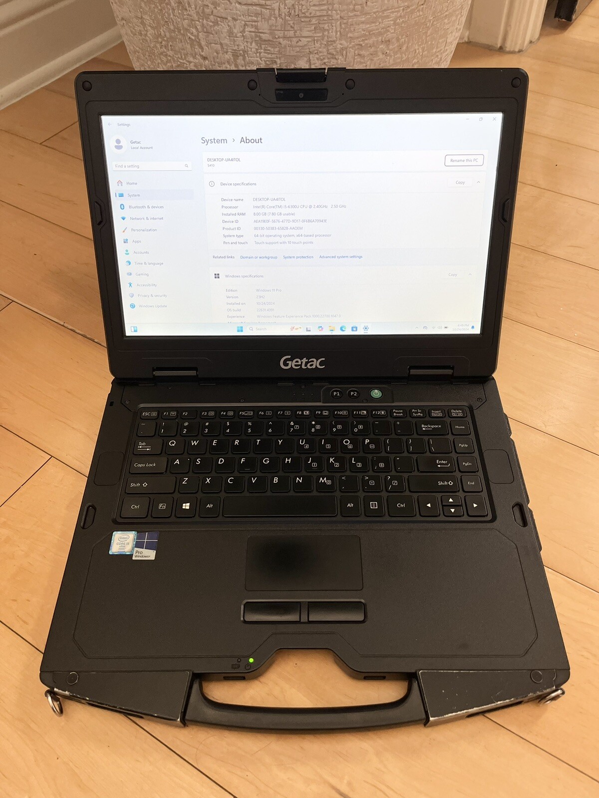 Getac S410 Rugged Laptop Core i5-6300U @2.40GHz 8GB 512GB SSD Win 11 Touch 4G