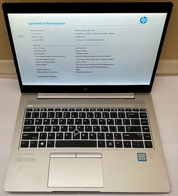 HP EliteBook 840G6 intel core I7-8565U 1.8ghz 16GB ram