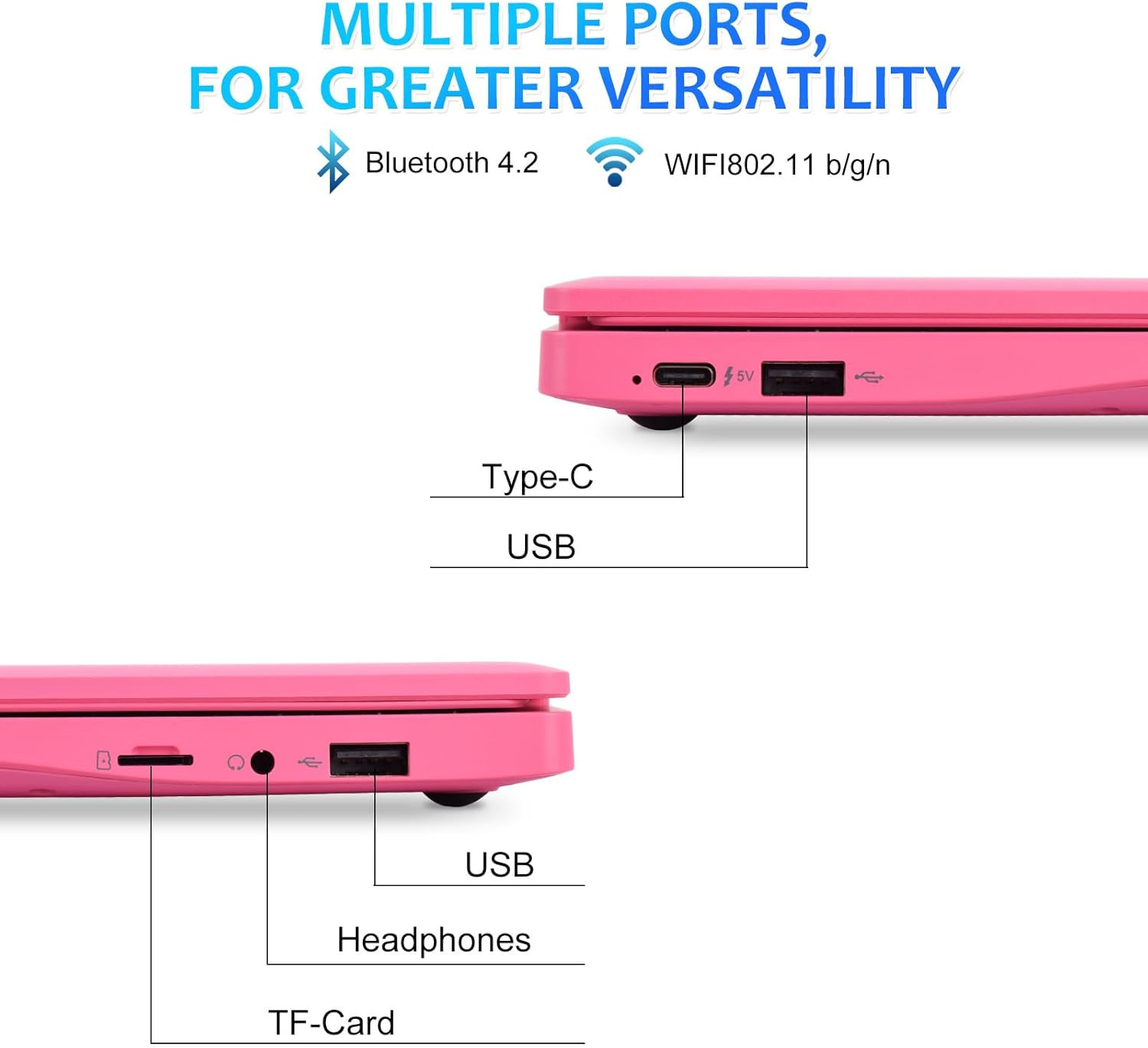 Mini 10.1 Inch Android 12 Laptop Computer, Portable Small Netbook Computer with