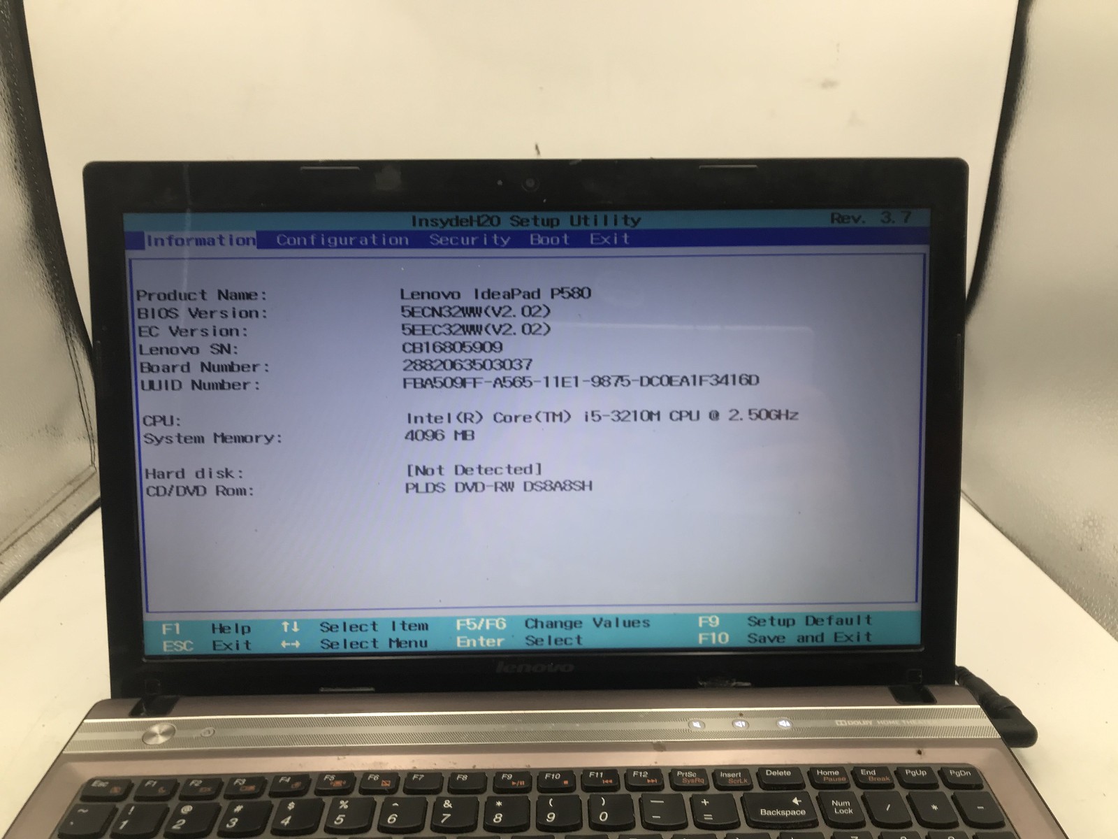 LENOVO IDEAPAD P580 – BOOTS TO BIOS – INTEL I5 3210M – 4GB RAM – READ DESC – BB