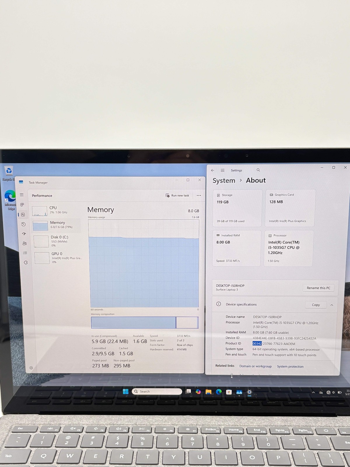 Microsoft Surface Laptop 3 14-inch Core i5 10th Gen 8GB 128GB -Read!