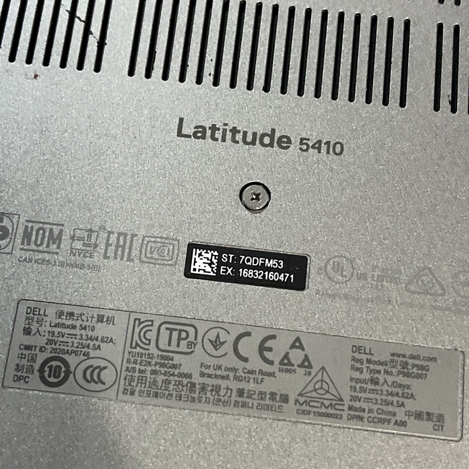 DELL LATITUDE 5410 INTEL CORE I5-10310U 1.70GHZ 16GB RAM NO HD