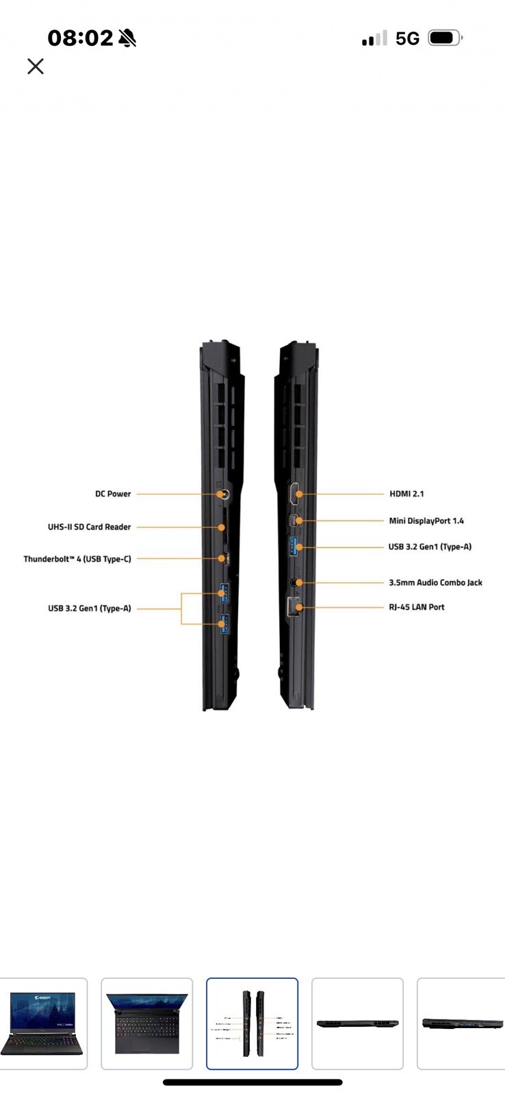 GIGABYTE AORUS 15.6 1TB SSD Intel Core i7 240Hz 32GB RAM NVIDIA GeForce RTX 3080