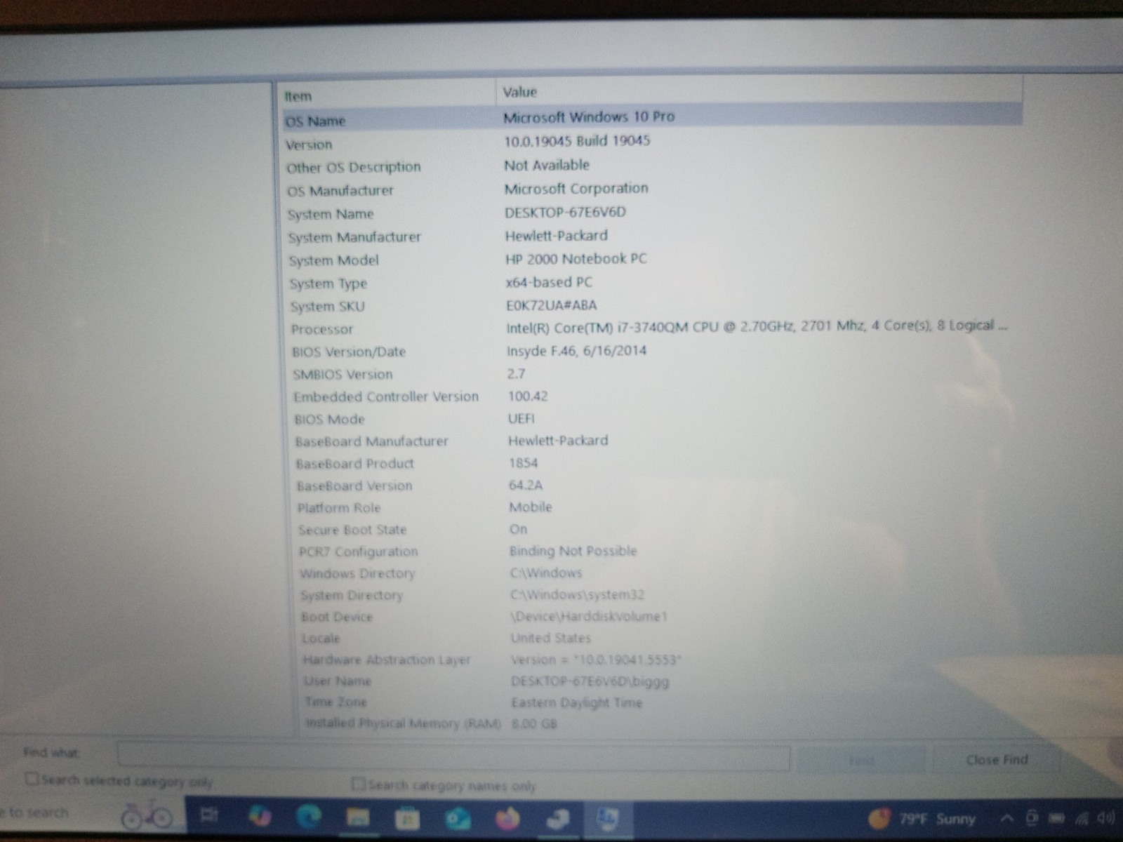 HP 2000 Notebook Laptop, i7 3740QM 2.7 GHz, 8GB RAM, Win10 Pro, 256 GB SSD