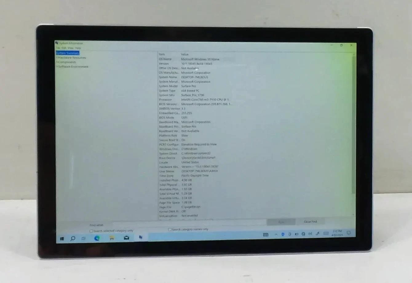 Microsoft Surface Pro 5 1796 Core M3-7Y30 1.00GHz 4GB 128GB