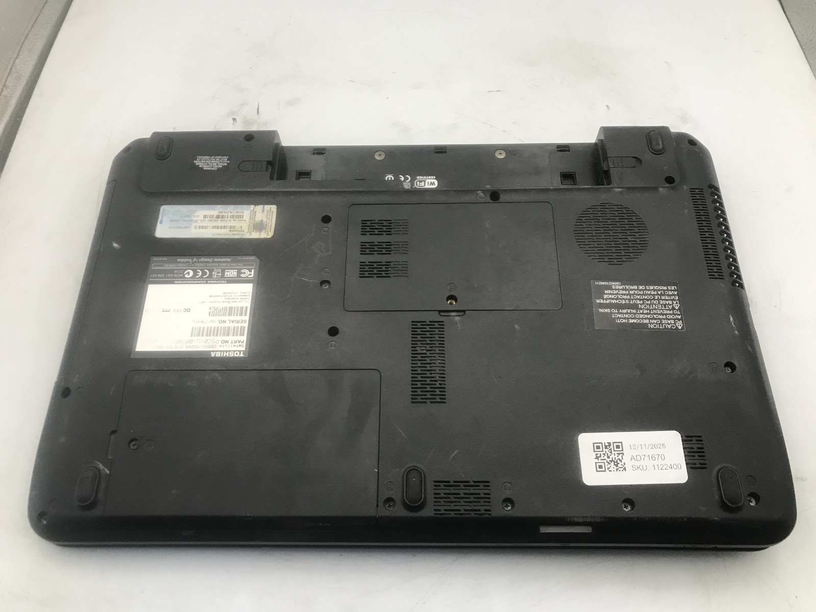 TOSHIBA SATELLITE C655D S5209 – BOOTS TO BIOS – AMD E 350 – NO RAM -READ DESC-BB