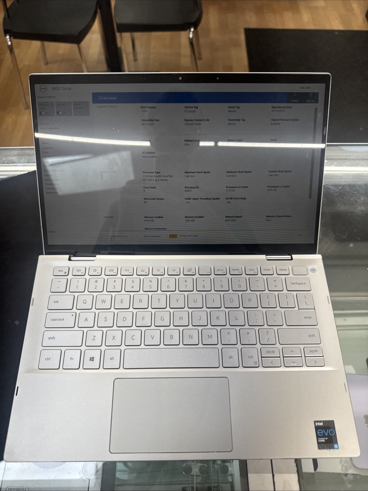 Dell Inspiron 7306 2in1 13.3″ i5-1135G7 – 8GB RAM- No SSD – Silver