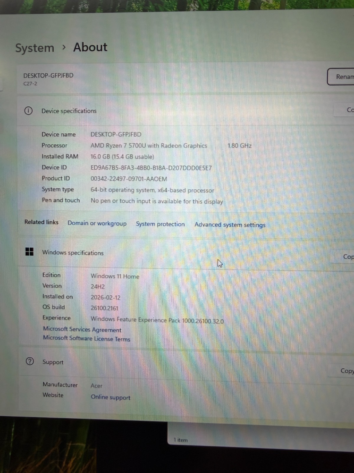 Acer Aspire C27 AIO All-in-One PC (AMD Ryzen 7 5700U/16GB RAM/1TB SSD/Windows 11