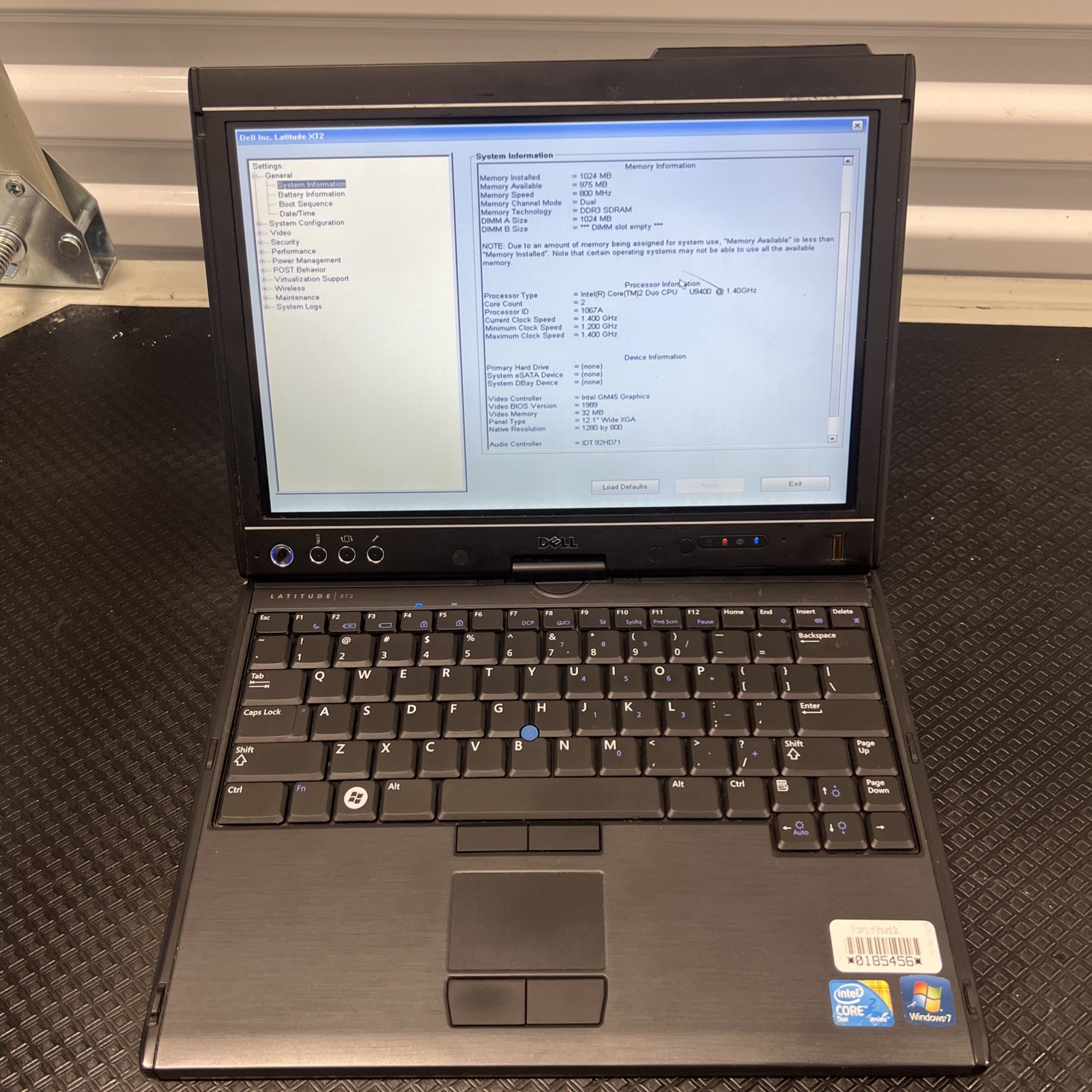Dell Latitude XT2 12.1″ Core 2 Duo U9400 1.4Ghz 1 GB RAM NO DRIVE 2-in-1 AS IS!!