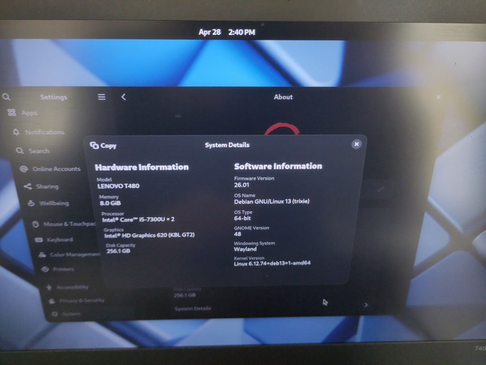 Libreboot ThinkPad T480 | i5-7300U | 8 GB RAM | 256 GB SSD