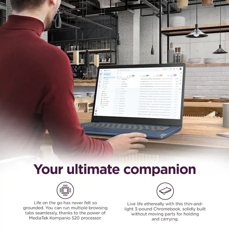 New Lenovo 14″ Chromebook MediaTek Kompanio 520 4GB Memory 64GB eMMC