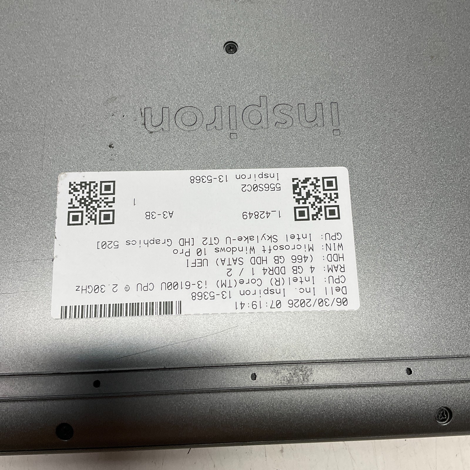 DELL INSPIRON 13-5368 | INTEL CORE I3-6100U 2.30GHZ 4GB 500GB HDD Win 10 READ