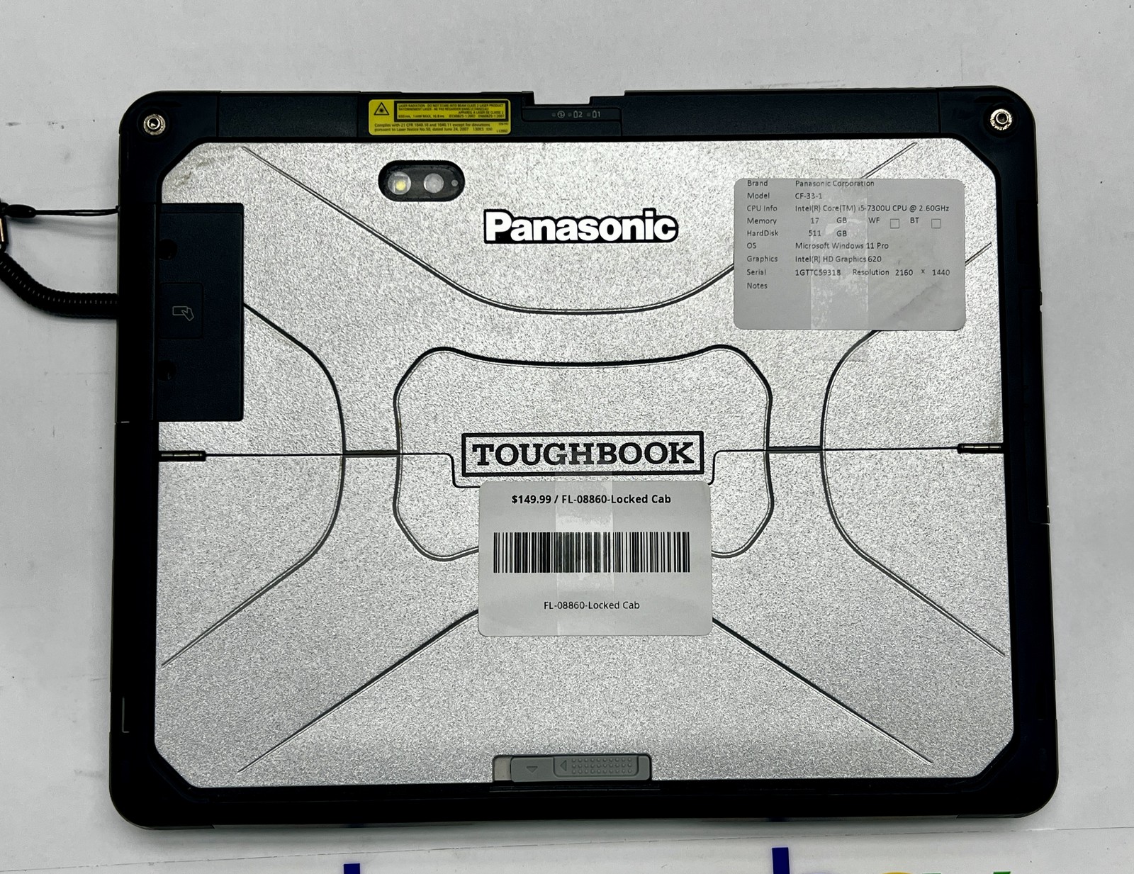 Panasonic ToughBook CF-33-1 intel i5-7300U, 16GB, 512GB SSD, Windows 11 Pro