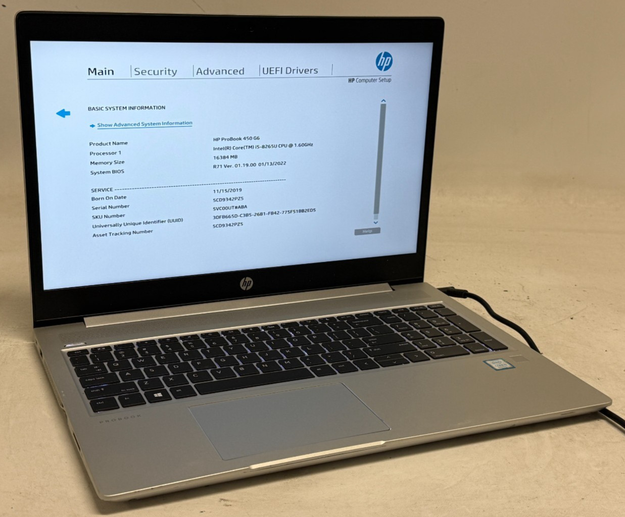 HP ProBook 450 G6 15.6″ (i5-8265u – 16GB RAM – 256GB SSD – Win11Home)