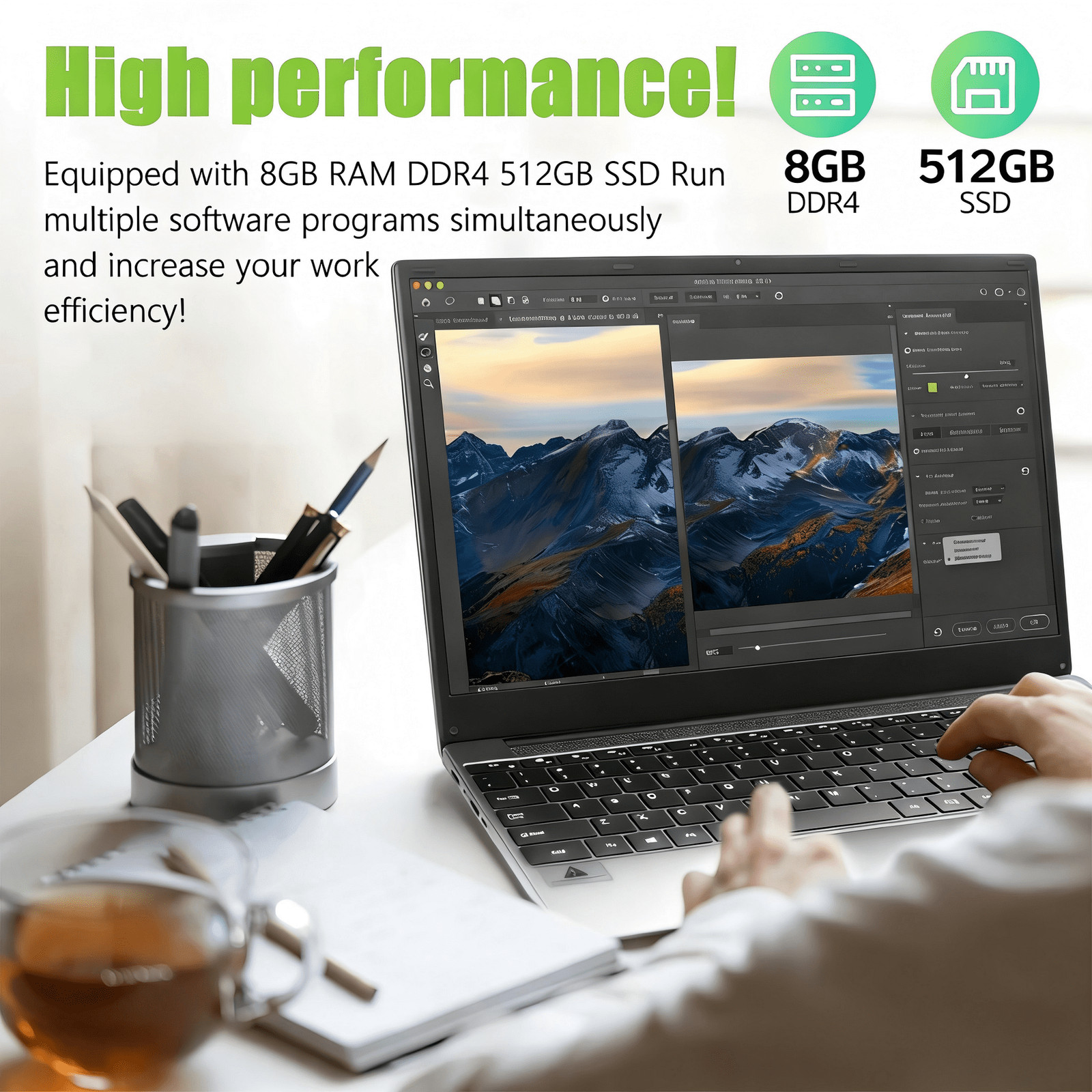 15.6 inch Laptop 8GB DDR4 512GB SSD, Quad-Core Intel Celeron Computer Windows 11