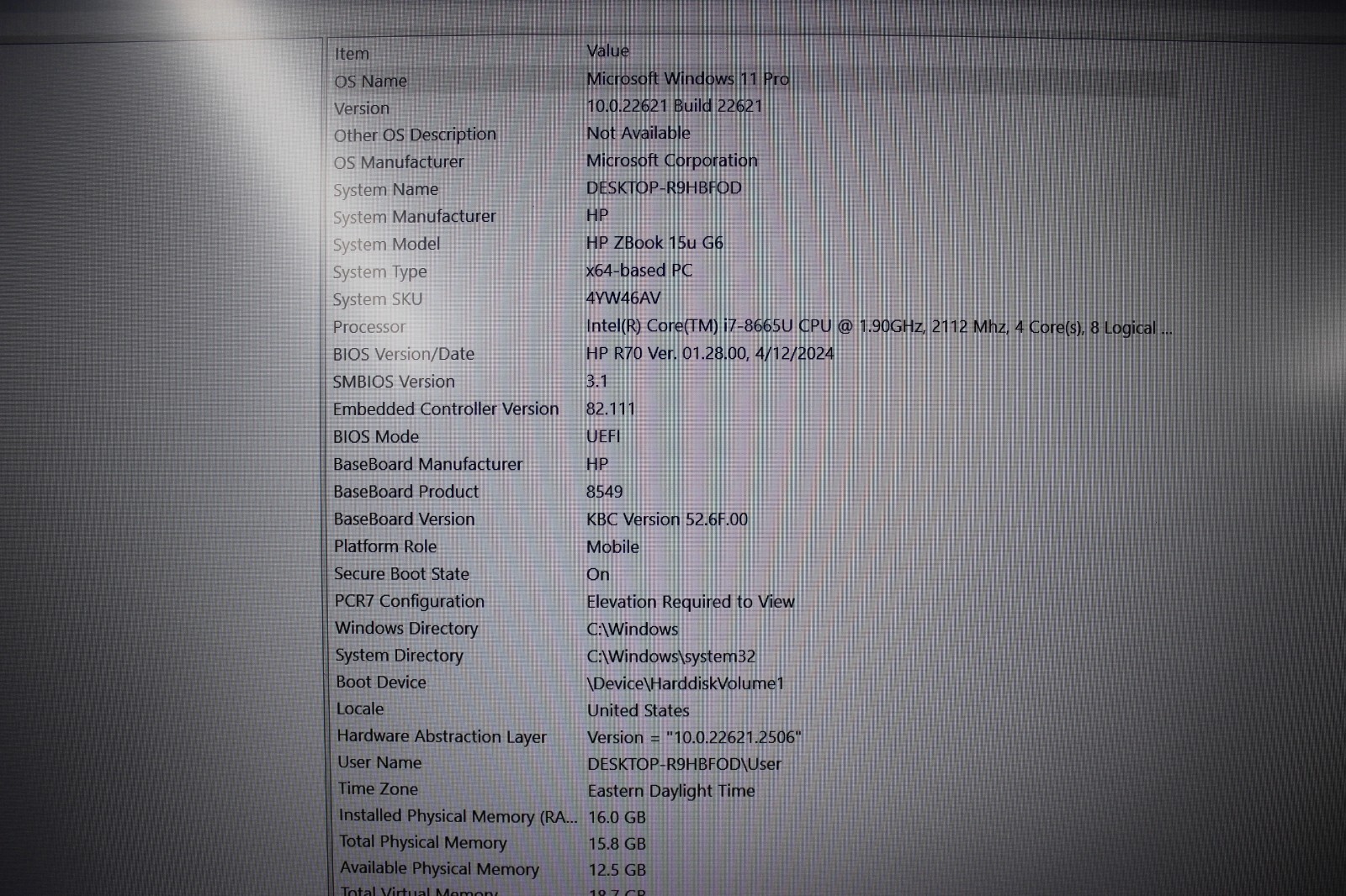 HP ZBook 15UG6 I7-8665U 512GB NvME 16GB DDR4 Win11Pro*See Description