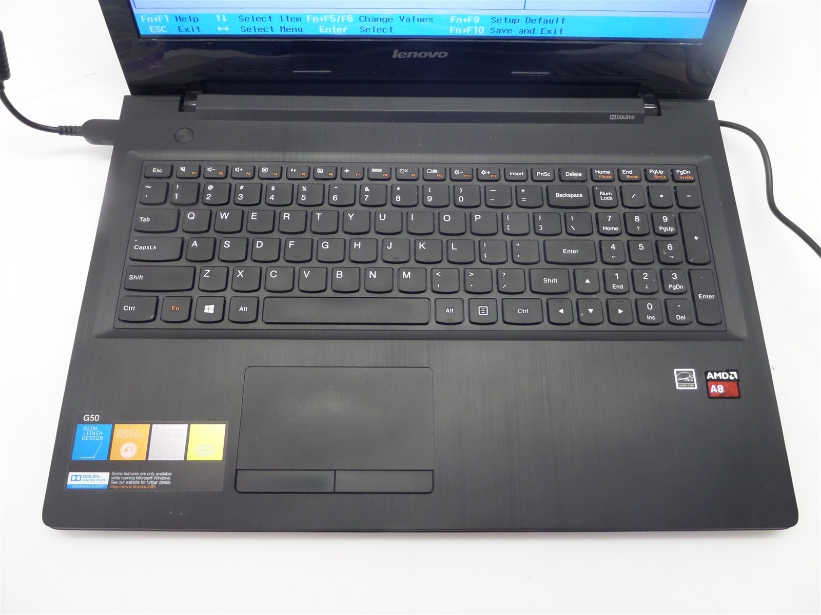 Lenovo G50-45 Laptop w/ AMD A8-6410 2GHz APU 4GB RAM – No HDD/OS, Broken Hinge