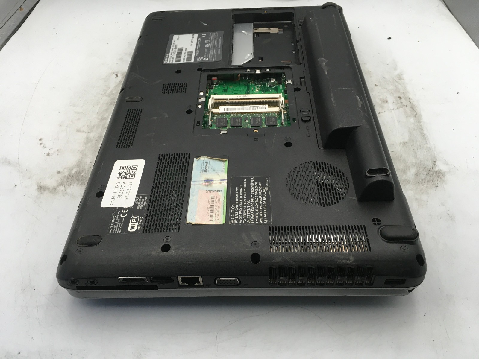 TOSHIBA SATELLITE A505 S6980 – BOOTS TO BIOS – INTEL 2 DUO T6600 – 512MB RAM -BB