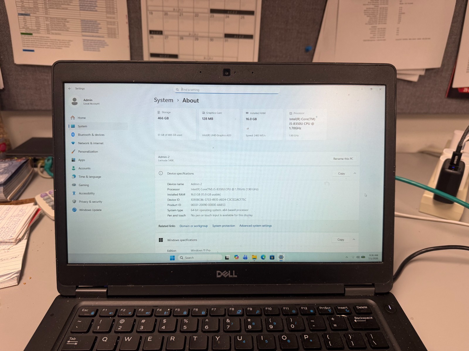 Dell 5490 14″ (512GB SSD, Core i5-8350U, 1.70GHz, 16GB) Laptop – Black LOOK!!