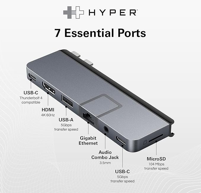 HyperDrive Duo 7-in-2 USB-C Hub, Space Gray