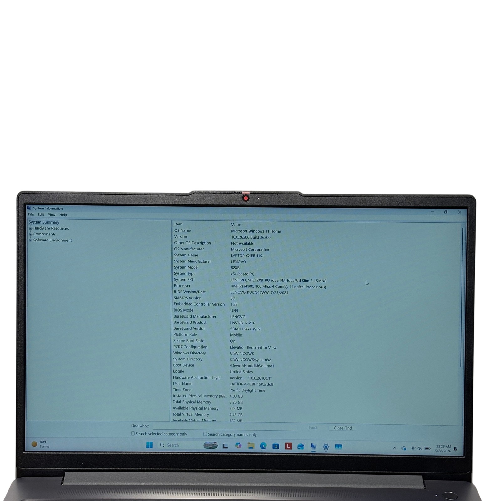 Lenovo IDEAPAD Slim 3i 15IAN8 82XB Intel N100 .8GHz 4GB RAM 128GB SSD 15.6″ W11