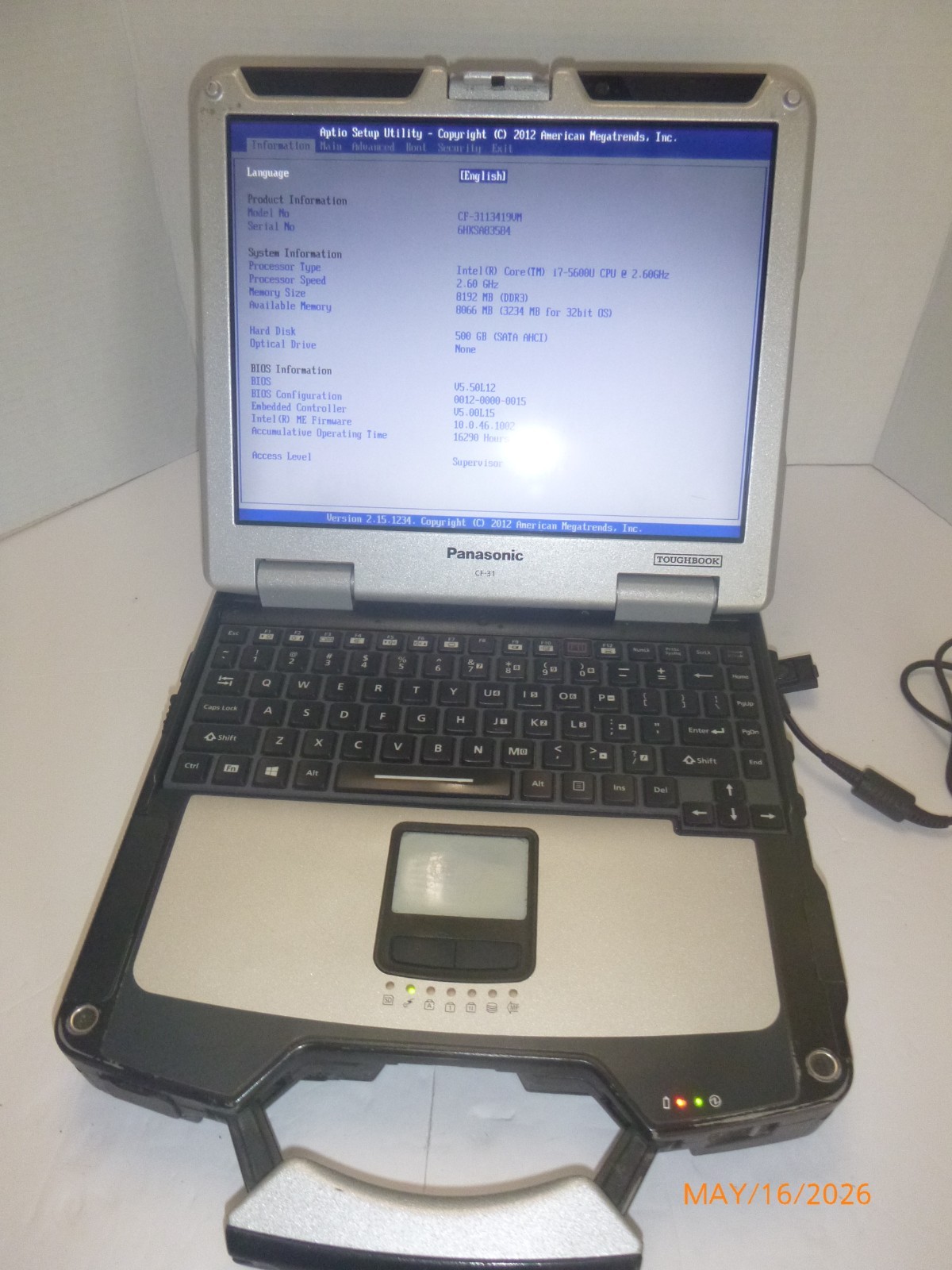 Panasonic Toughbook i7 5600M 2.6GHz 8GB 500GB – Win 11 Pro -MK5 CF-3113-02VM