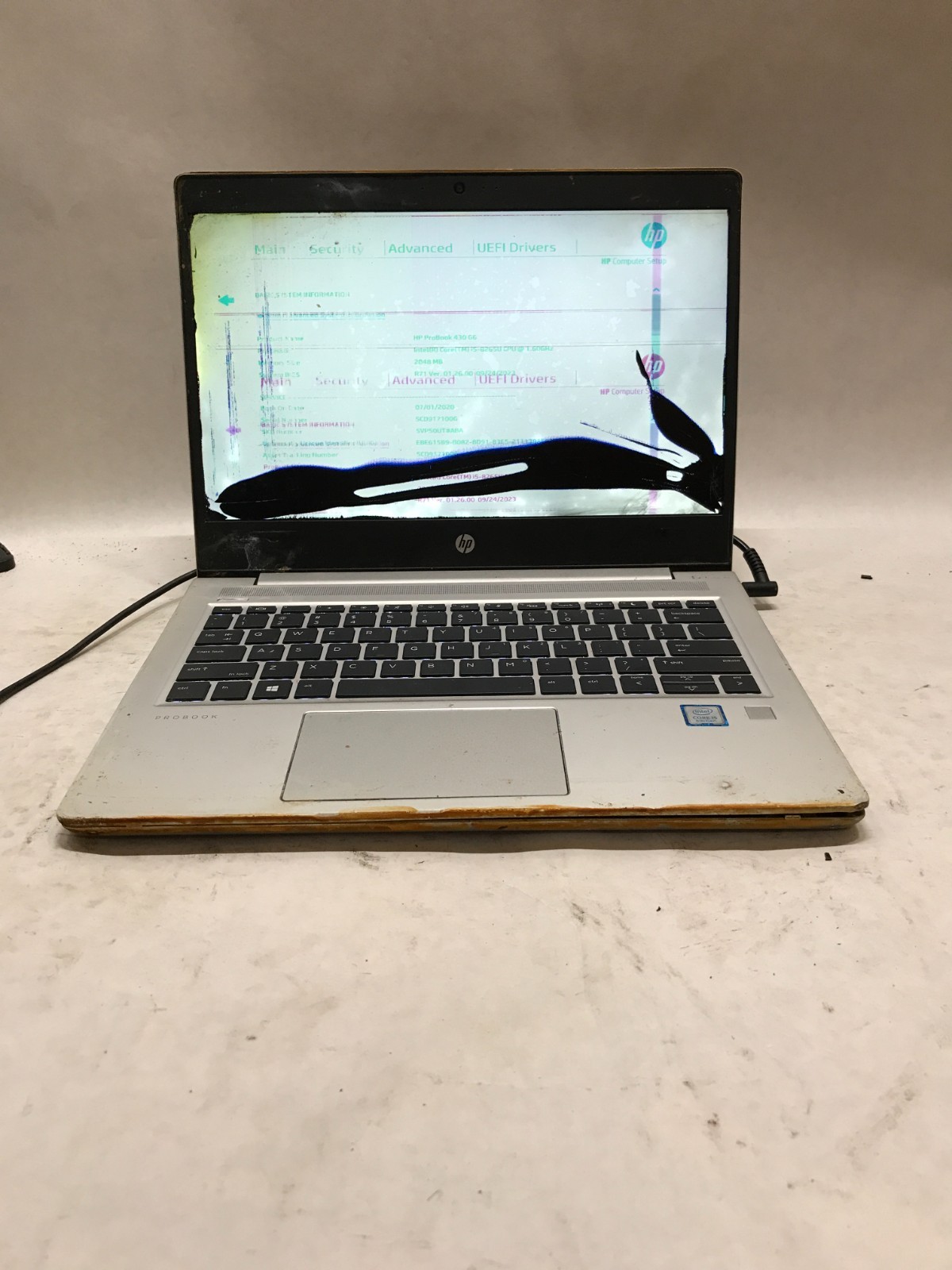 HP ProBook 430 G6 13″ Intel Core i5 NO RAM NO SSD/OS For Parts RUST & CRACKED DW