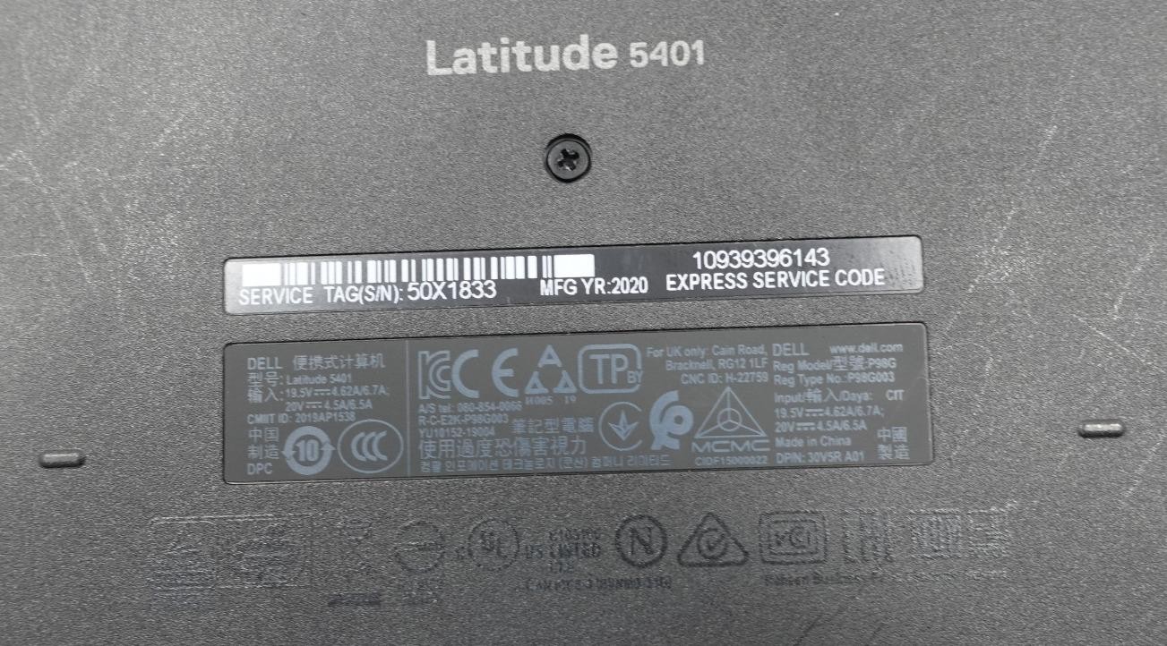 Dell Latitude 5401 14″ Core I7-9850H 2.60GHz 16GB 256GB SSD Laptop