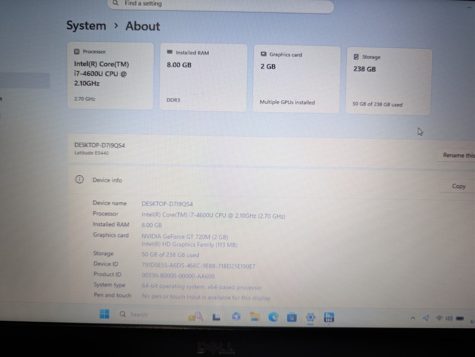 Dell Latitude E5440 | i7 4th 8GB RAM 256GB SSD | DVD+RW NVIDIA 720M Win 11 Pro