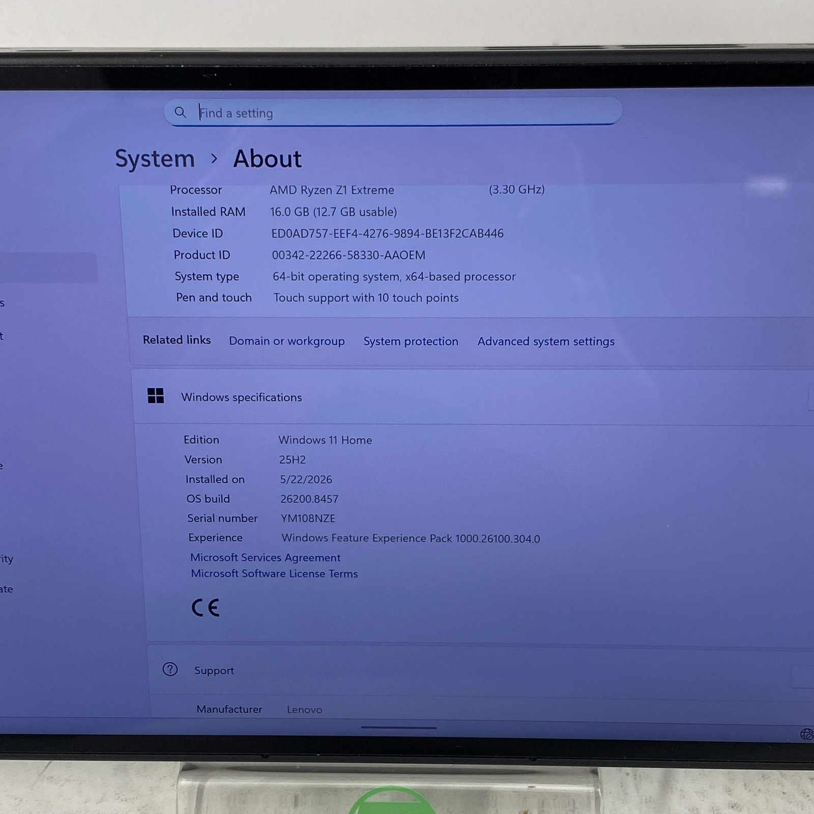 Lenovo Legion Go 8.8″ AMD Ryzen Z1 Extreme 16GB RAM 512GB Shadow Black 83E1001YU
