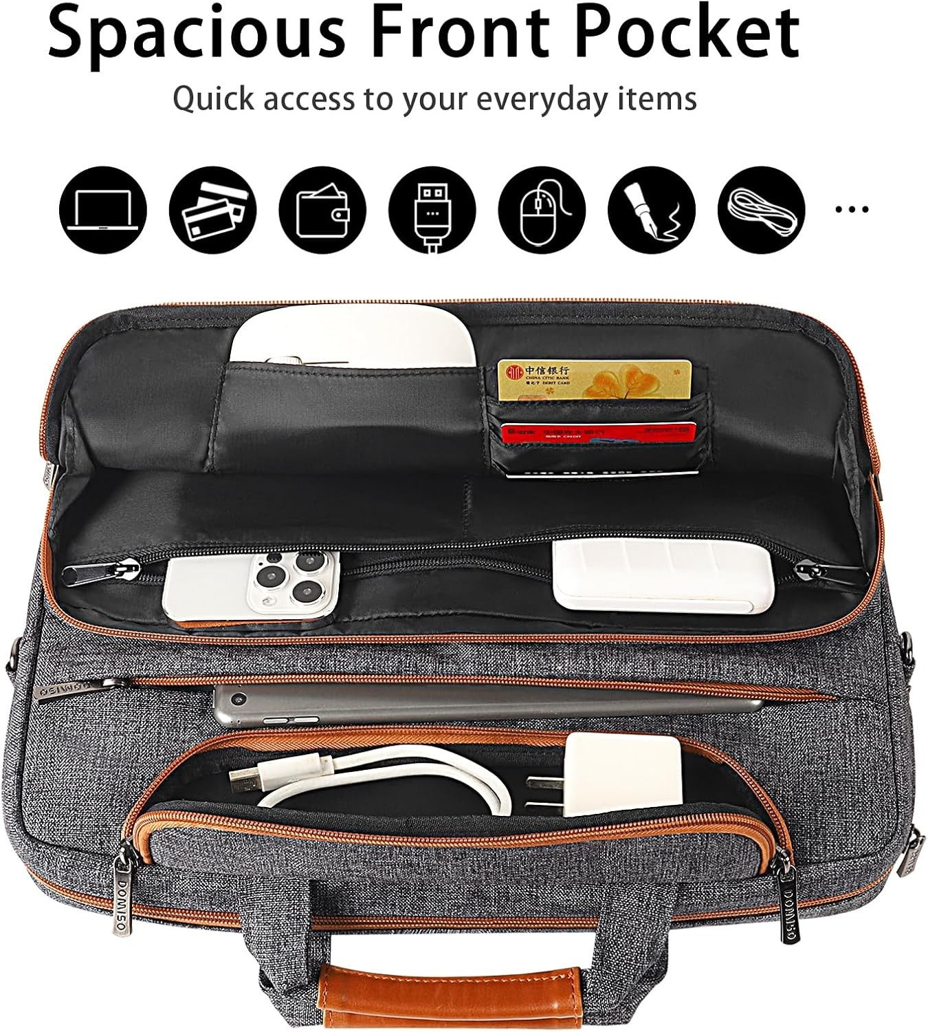 14 Inch Laptop Bag, Waterproof Business Briefcase for Macbook Pro Air/Lenovo Ide