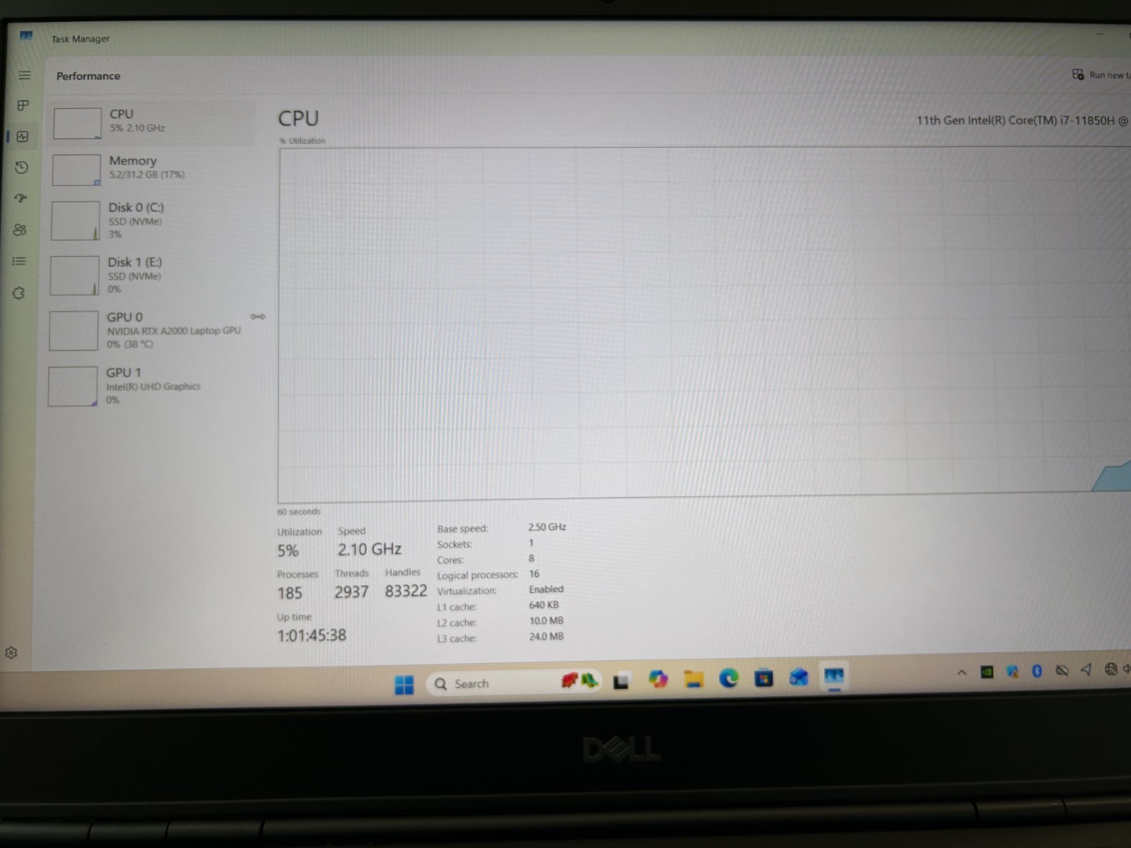 Dell Precision 7560 16″ Core i7- 11850H 32GB RAM 1TB NVMe NVIDIA RTX A2000 GPU