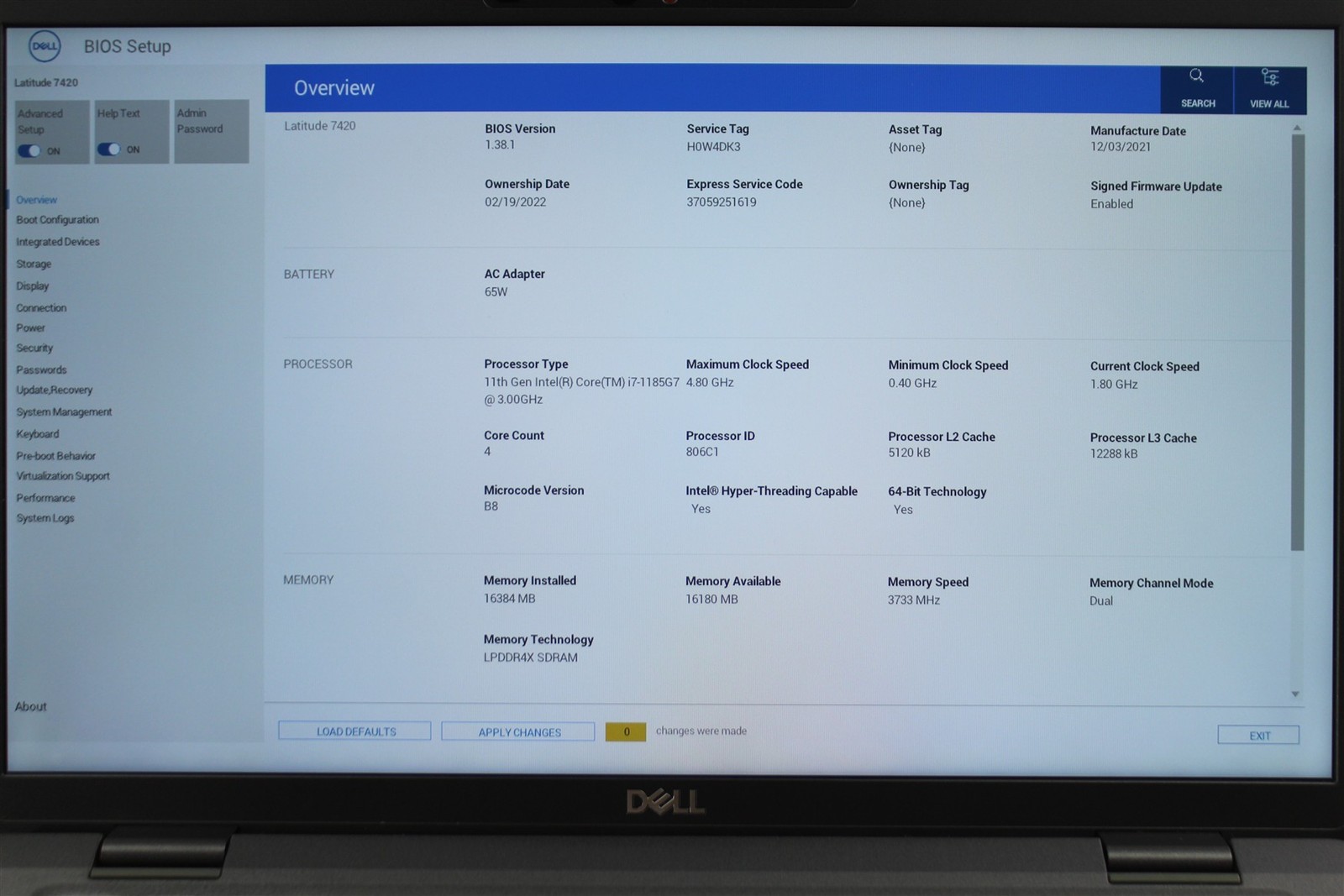 Dell Latitude 7420 14″ FHD Touch i7-1185G7 3.0GHz 256GB SSD 16GB RAM NO OS
