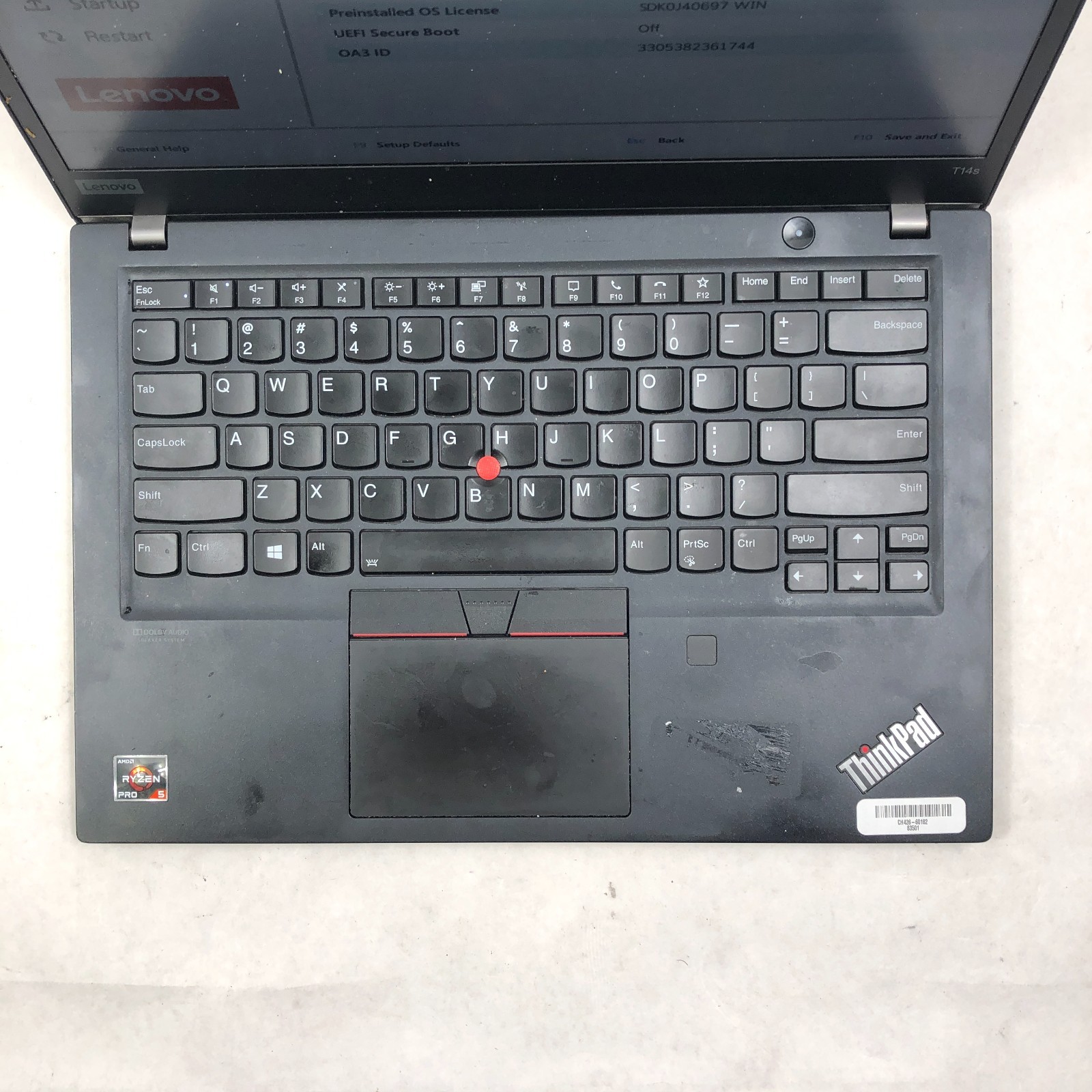 Lenovo ThinkPad T14s Gen 1 Ryzen 5 Pro 4650U 8GB RAM 256GB SSD No OS Read